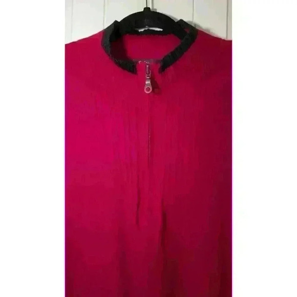 Style & Co. Women's 100% Cotton Size 3X Sporty Red & Black 1/4 Zip Sweater - Picture 3 of 11